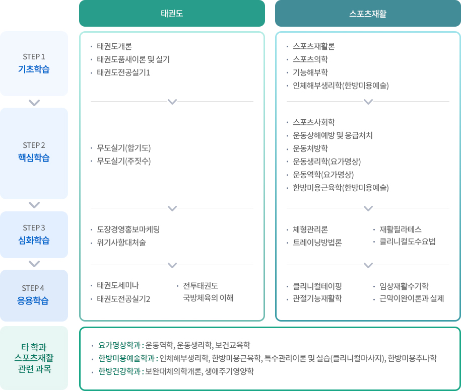태권도스포츠재활학과 학습로드맵
