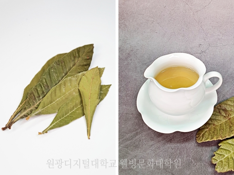 비파엽,사삼, 상백피를 넣고 달인다